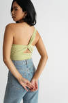 Izabella Green One Shoulder Twist Reversible Bodysuit