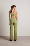 Over Time Green One Shoulder Ruched Bra Crop Top