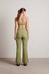 Over Time Green Ruched Straight Pants