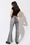 Watch Out Grey Multi Snake Print Bell Bottom Pant