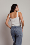 Athena Ivory Ruched Sweater Tank Crop Top