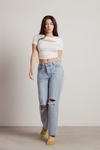Free Ticket Ivory Ribbed Cutout Ruched Side Crop Top