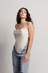 Future Feels Satin Ivory Cowl Neck Crop Top