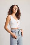Tell Me It All Ivory Keyhole Crop Tank Top