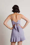 Dance By Lavender Back Tie Ruffle Wrap A-Line Dress