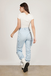 Private Kelly Light Blue Belted Cargo Pants