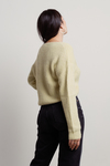Hebe Light Green Fluffy Soft Ruched Sweater