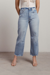 Gramercy Light Wash High Rise Wide Leg Crop Jeans