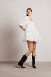 Fairy Dust Off White Puff Sleeve Babydoll Mini Dress