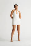 Lyla Off White Halter Cutout Bodycon Mini Dress
