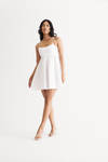 Mae Off White Tie Strap Babydoll Skater Dress with Pockets