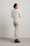 Megara Off White Ruched Long Sleeve Crop Top