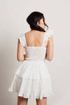 Sweet Girl Off White Dotted Swiss Ruffle Tiered Mini Dress