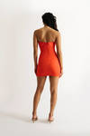 Bring It On Orange Foldover Slit Bodycon Mini Dress
