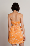 Juliet Orange Ditsy Floral Side Cutout Skater Dress