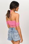 Kassidy Pink Crochet Crop Top