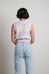 Love Me Or Not Rainbow Striped Crop Sweater Vest