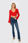 Knot Sorry Red Lace Up Crop Top