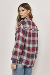 Claudine Red Multi Plaid Button Down Shirt 