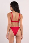 Mutual Attraction Red Ribbed Bikini Bottom