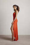 Nights Like This Red One Shoulder Slit Maxi Dress