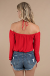 Twist and Shout Red Cold Shoulder Top