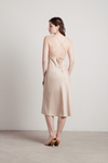 Liora Sand Satin Slip Midi Dress
