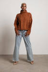 So Breezy Terracotta Turtle Neck Cable Knit Sweater