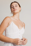 Into the Past White Button Up Eyelet Romper