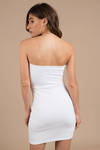 Limits White Strapless Ribbed Bodycon Dress