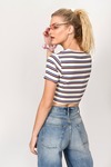 Get To You White Multi Striped Crop Tee