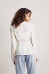 Take Me Out White Semi-Sheer Open Front Blouse
