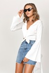 That Girl White Bell Sleeve Tie Top