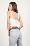 Twist And Turn White Ribbed Crop Top