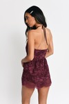 Two-Faced Wine Lace Halter Romper
