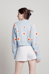 Paint By Flowers Baby Blue Floral Print Crop Cardigan