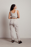 Another Listen Beige Lounge Crop Tank and Sweatpants Set