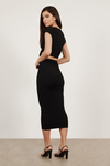 Excited For It Ribbed Black Midi Dress Set