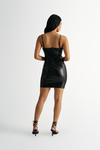 Fastball Black Faux Leather Bodycon Mini Dress