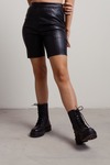 In A Stitch Black Faux Leather Biker Shorts
