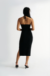 Kachel Black Cut Out Ruched Midi Dress