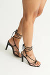 Sapphira Black Lace-Up Stiletto Heels
