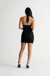 Selene Black Sheer Mesh Halter Bodycon Mini Dress
