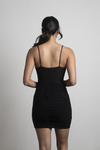 Showstopper Black Bustier Corset Ruched Mesh Bodycon Dress