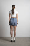 Game On Blue Checkered Bodycon Mini Skirt