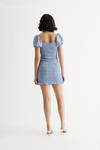 Giana Blue Floral Smocked Bodycon Mini Dress