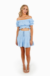 Himalia Blue Crop Top and Tiered Skater Skirt Set