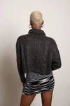 Corinne Charcoal Turtle Neck Cable Knit Sweater