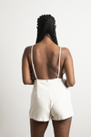 Don't Call Me Cream Slinky Cowl Neck Backless Romper