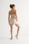 Go For It Cream Textured Ruched Romper
